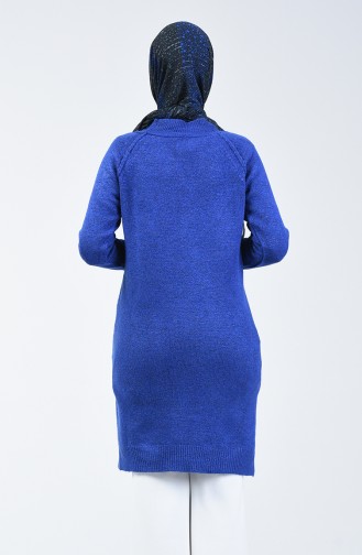 Knitwear Long Sweater with Pocket 0567-04 Saxe Blue 0567-04