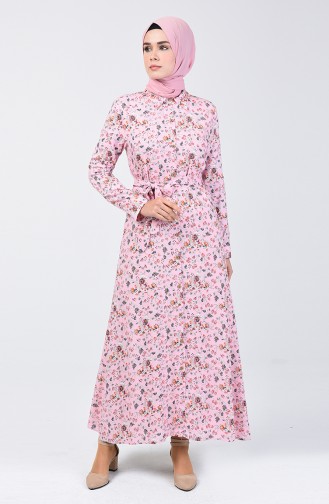 فستان فيسكوز منقوش بالأزهار باودر 0353-02