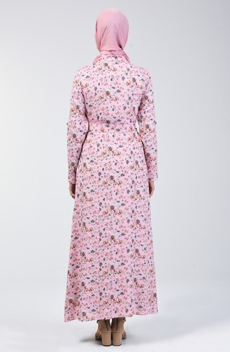 فستان فيسكوز منقوش بالأزهار باودر 0353-02