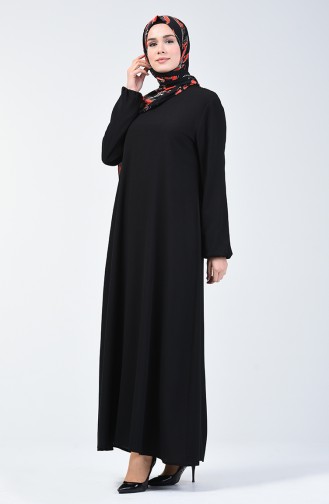 Sleeve Elastic Straight Dress Black 0115-06