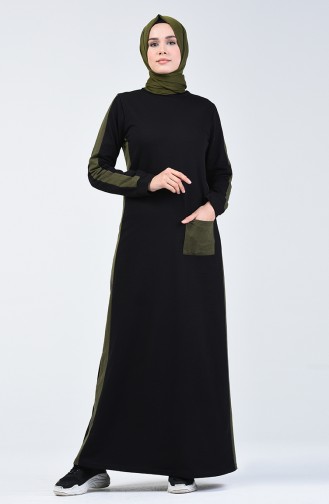 Khaki Hijab Kleider 3095-17