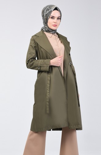 Zweireihiger Trenchcoat 1408-01 Khaki 1408-01