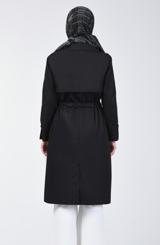 Double Breasted Trench Coat 1408-02 Black 1408-02