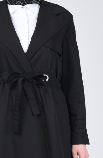 Double Breasted Trench Coat 1408-02 Black 1408-02