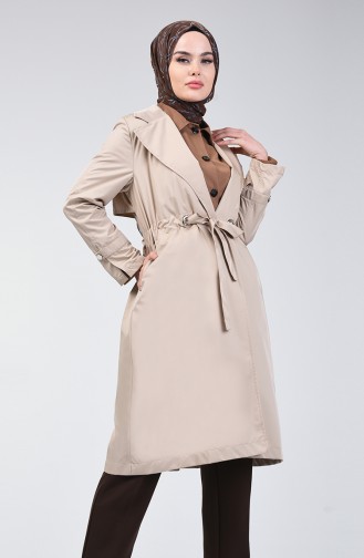 Zweireihiger Trenchcoat 1408-03 Grau Weiss 1408-03