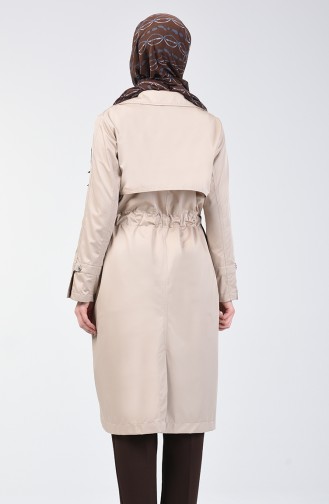 Zweireihiger Trenchcoat 1408-03 Grau Weiss 1408-03