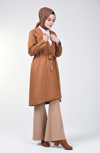 Double Breasted Trench Coat 1408-05 Tobacco 1408-05