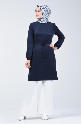 Beli Pleated Suede Tunic Navy Blue 0003-01