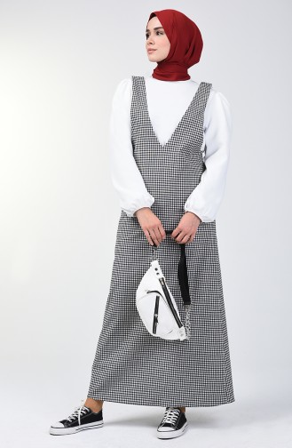 Pötikare Desen Jile Elbise 8103-01 Siyah Beyaz