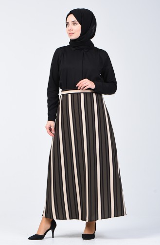 Striped Flared Skirt SNB191042A-01 Khaki 191042A-01