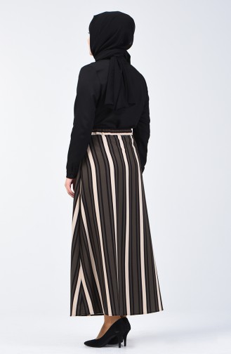 Striped Flared Skirt SNB191042A-01 Khaki 191042A-01