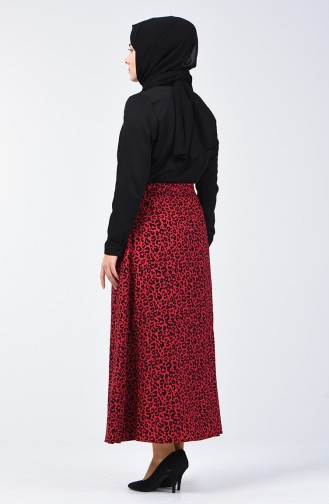 Leopard Patterned Flared Skirt SNB191042B-01 Red 191042B-01