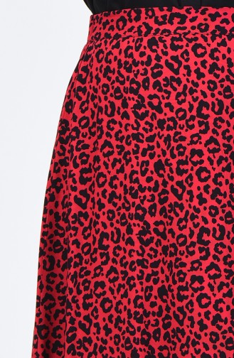 Leopard Patterned Flared Skirt SNB191042B-01 Red 191042B-01