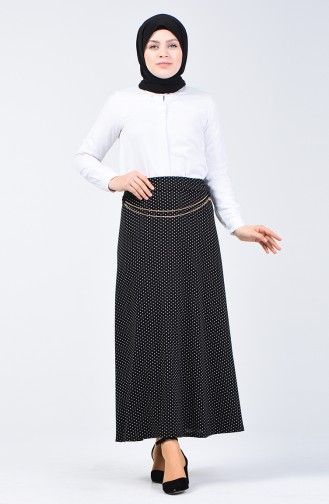 Elastic Waist Polka Dot Skirt 1051-02 Black 1051-02