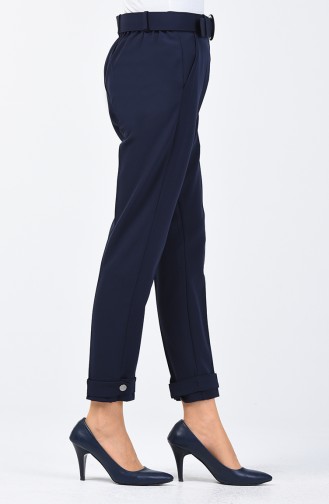 Pantalon à Ceinture 3157-03 Bleu Marine 3157-03