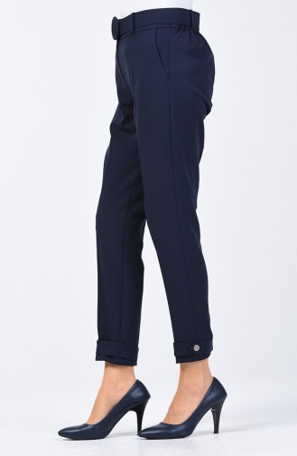 Belted Skinny Pants 3157-03 Navy Blue 3157-03