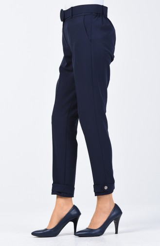 Pantalon à Ceinture 3157-03 Bleu Marine 3157-03