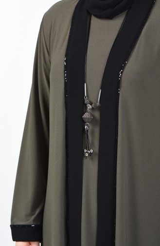 Tunika Cape Zweier Anzug mit Halskette 4446-01 Khaki 4446-01