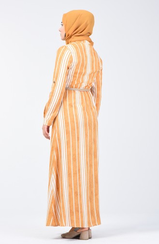 Striped Belted Dress 0352-02 Mustard 0352-02