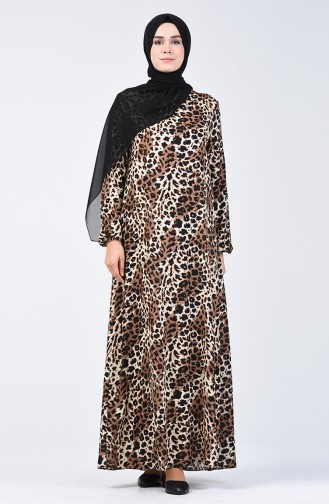 Leopard Gemustertes Kleid 0072-01 Braun 0072-01