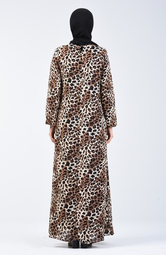 Leopard Gemustertes Kleid 0072-01 Braun 0072-01