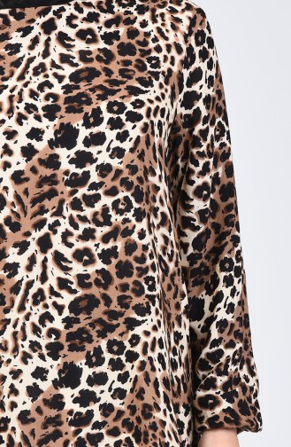 Leopard Gemustertes Kleid 0072-01 Braun 0072-01