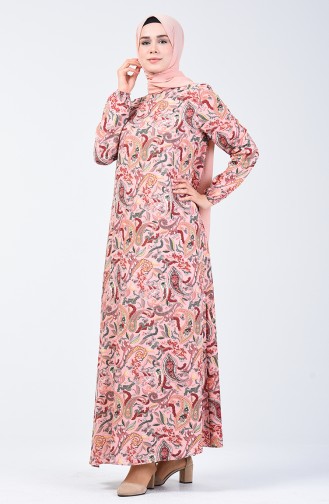 Gemustertes Kleid aus Viskose 0075-01 Puder 0075-01