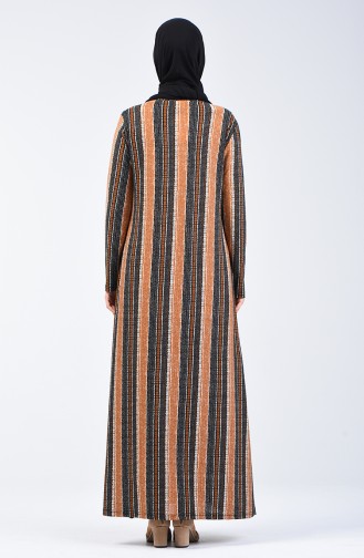 فستان منقوش كستنائي 8001-01