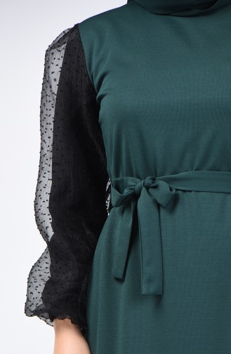 Puff Sleeve Belted Dress 2007-02 Emerald Green 2007-02