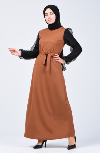 Puff Sleeve Belted Dress 2007-03 Tobacco 2007-03