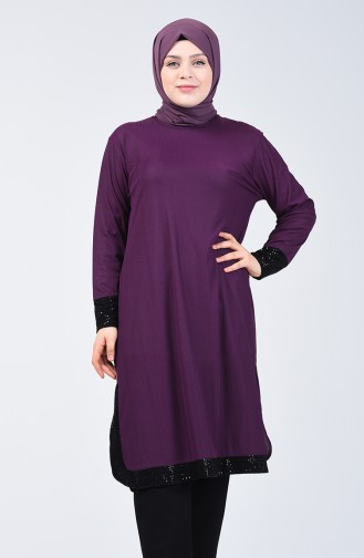 Big Size Sequin Tunic Purple 5983A-05