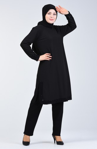 Big Size Sequin Tunic Black 5983A-06