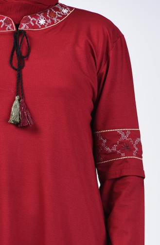 Plus Size Embroidered Tunic 6035-01 Claret Red 6035-01