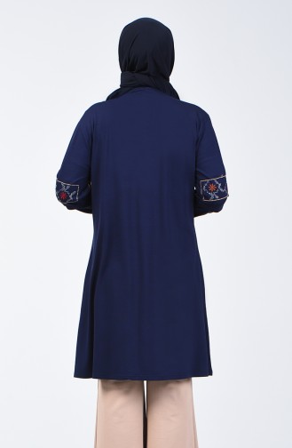 Plus Size Embroidered Tunic 6035-03 Navy Blue 6035-03