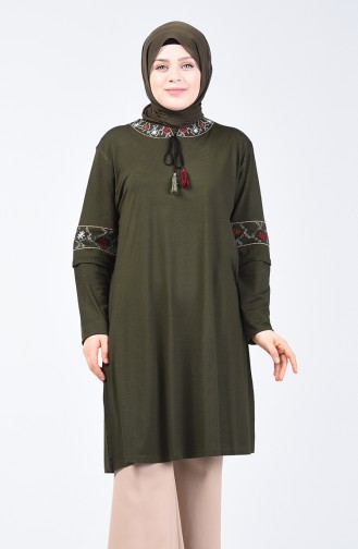 Grösse Grosse Bestickte Tunika 6035-04 Khaki 6035-04