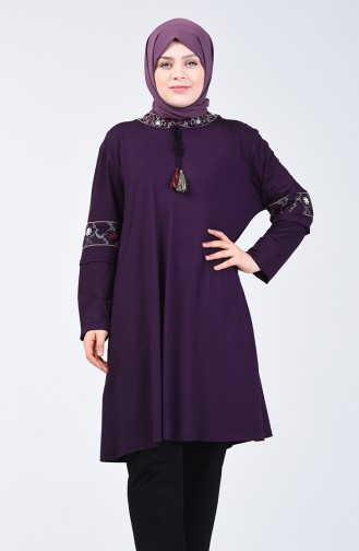 Plus Size Embroidered Tunic 6035-05 Purple 6035-05