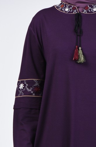 Plus Size Embroidered Tunic 6035-05 Purple 6035-05