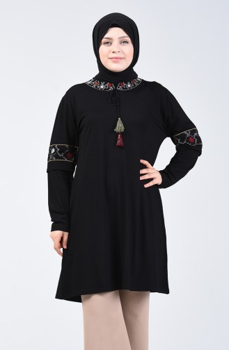 Plus Size Embroidered Tunic 6035-08 Black 6035-08