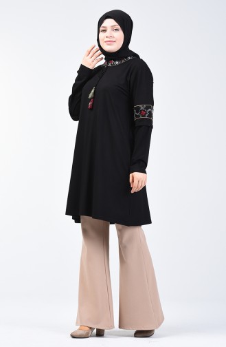 Plus Size Embroidered Tunic 6035-08 Black 6035-08