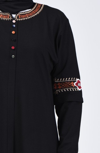 Big Size Button Detailed Tunic Black 6037-01