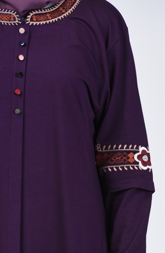 Big Size Button Detail Tunic Purple 6037-03