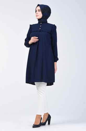 Frilly Viscose Tunic 0005-02 Navy Blue 0005-02