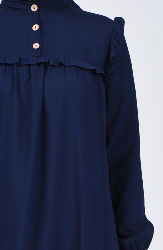 Frilly Viscose Tunic 0005-02 Navy Blue 0005-02