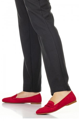 Women s Flat Shoess 1710-07 Red Suede 1710-07