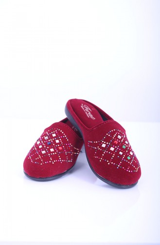 Claret Red Women`s House Slippers 18-03