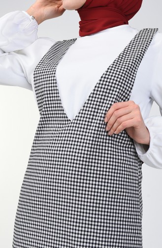 Pötikare Desen Jile Elbise 8103-01 Siyah Beyaz