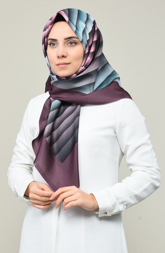 Geometric Pattern Taffeta Scarf Damson 95332-04