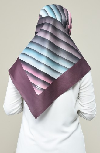 Geometric Pattern Taffeta Scarf Damson 95332-04