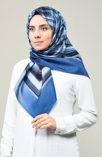 Geometric Pattern Taffeta Scarf Navy Blue 95333-01