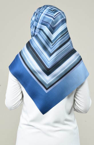 Geometric Pattern Taffeta Scarf Navy Blue 95333-01